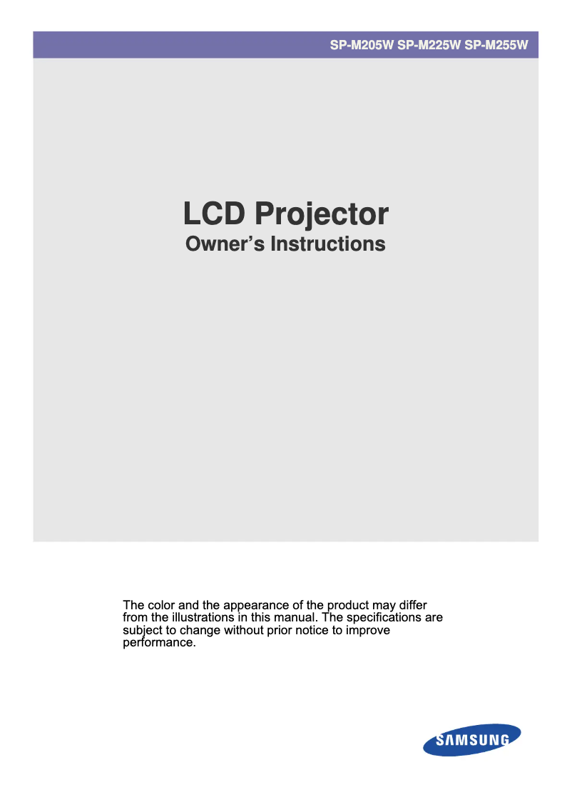 Página 1 del manual Manual de usuario Samsung SP-M255W