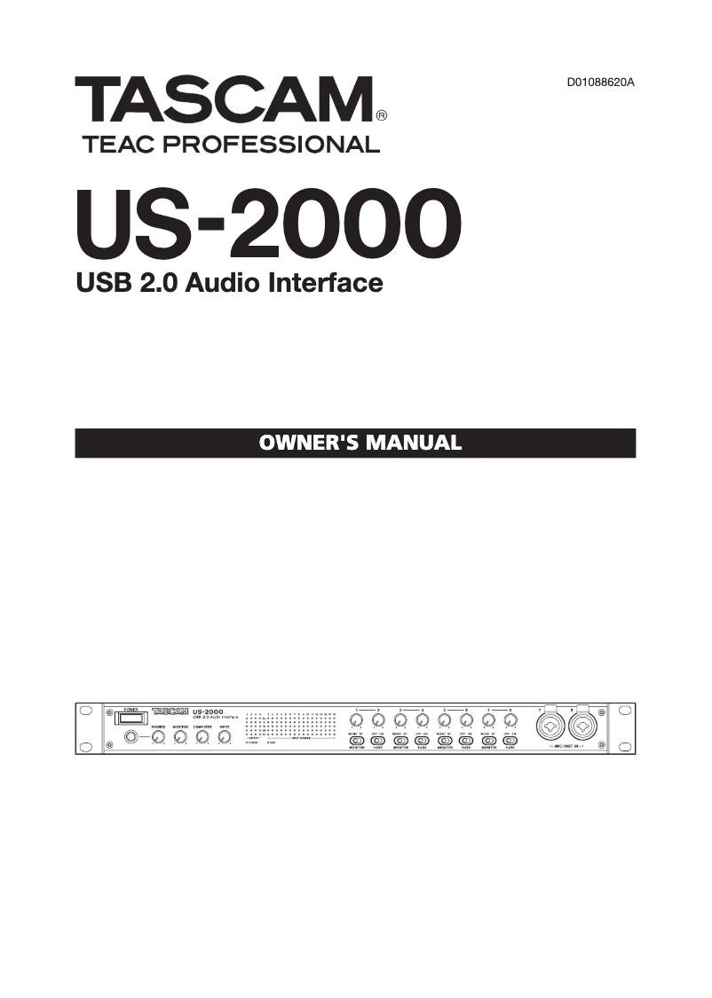 Page 1 de la notice Manuel utilisateur Tascam US-2000