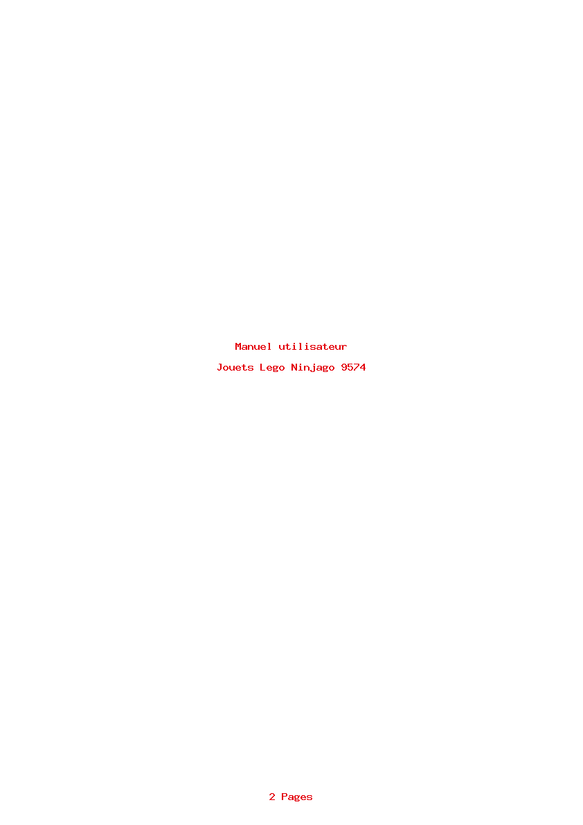 Page 1 de la notice Manuel utilisateur Lego Ninjago 9574
