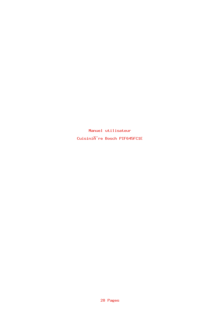 Page 1 de la notice Manuel utilisateur Bosch PIF645FC1E
