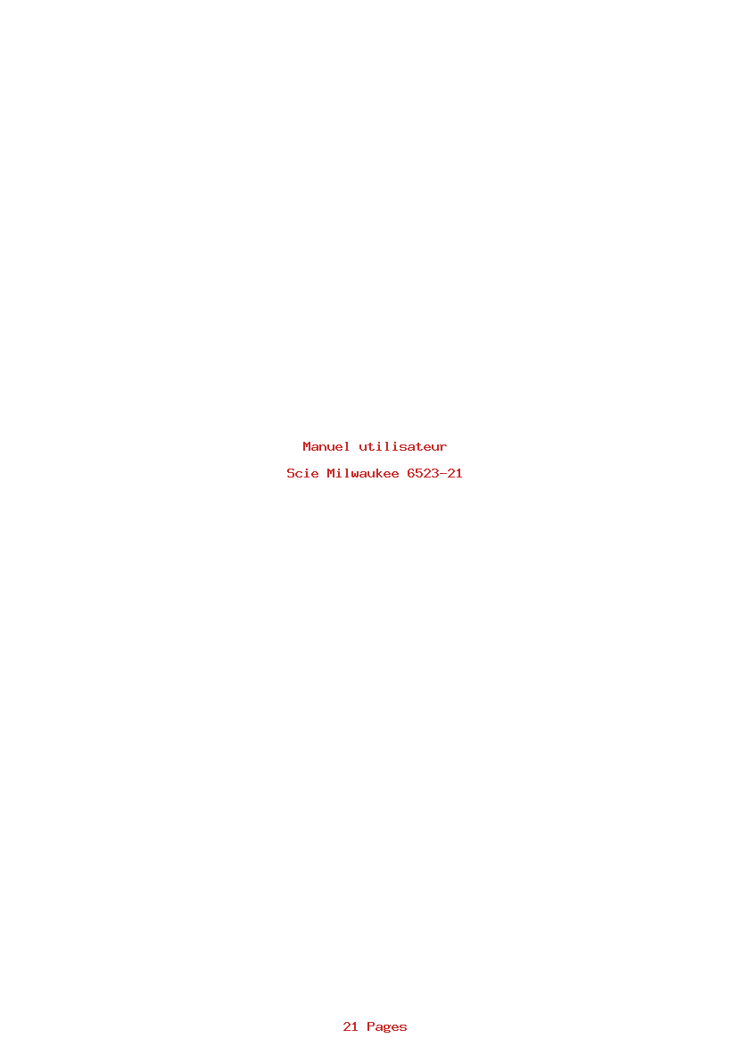 Page 1 de la notice Manuel utilisateur Milwaukee 6523-21