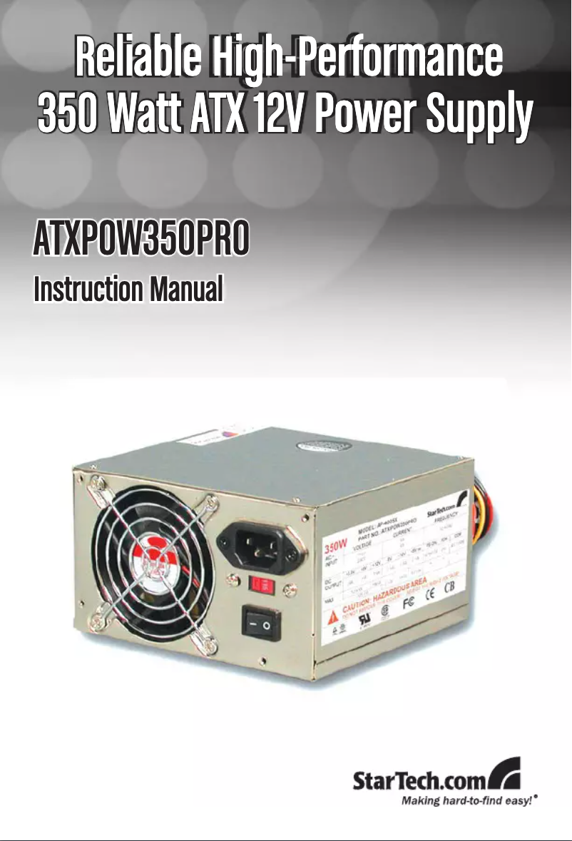 Page 1 of the manual User Manual StarTech.com ATXPOW250Pro