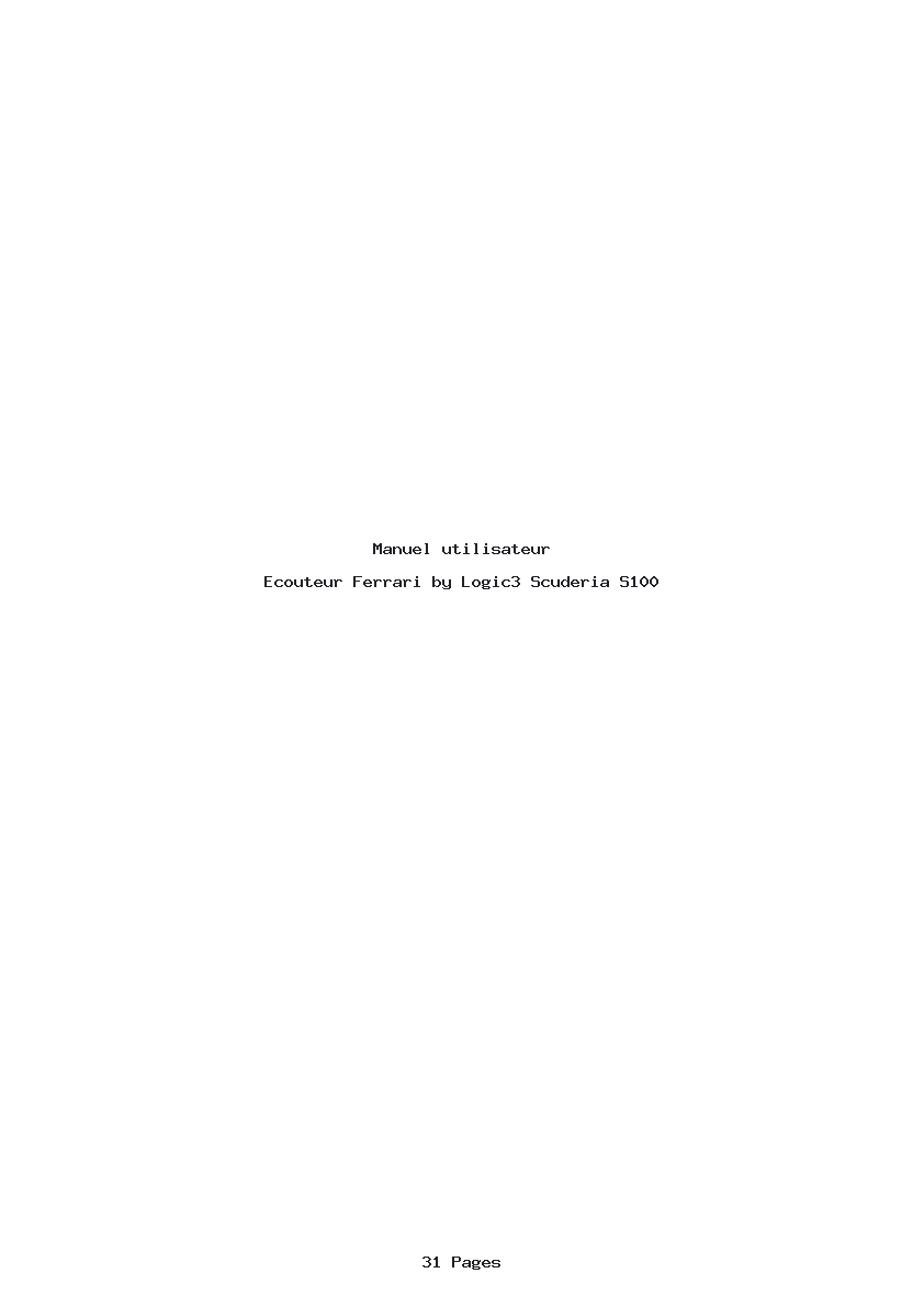 Page 1 de la notice Manuel utilisateur Ferrari by Logic3 Scuderia S100