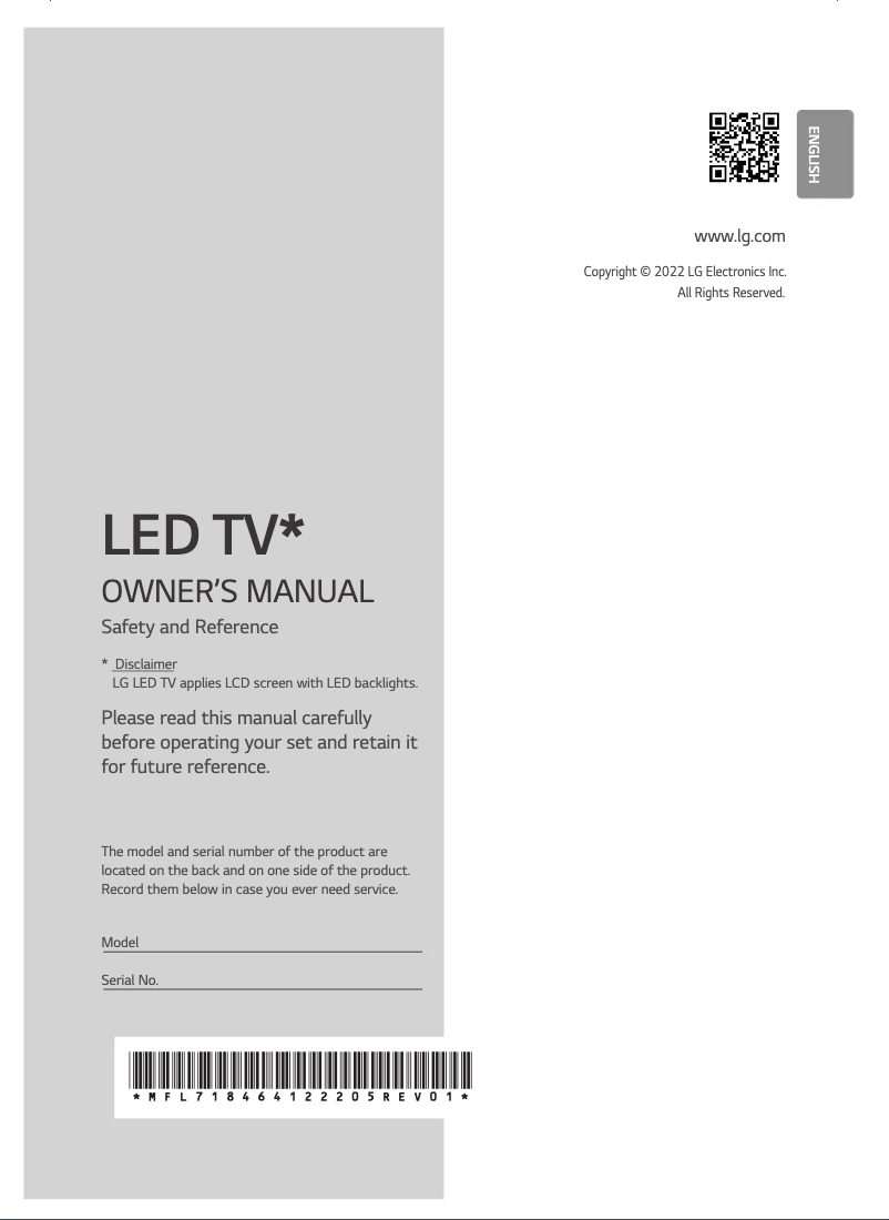 Page 1 of the manual User Manual LG 43UQ75001LG