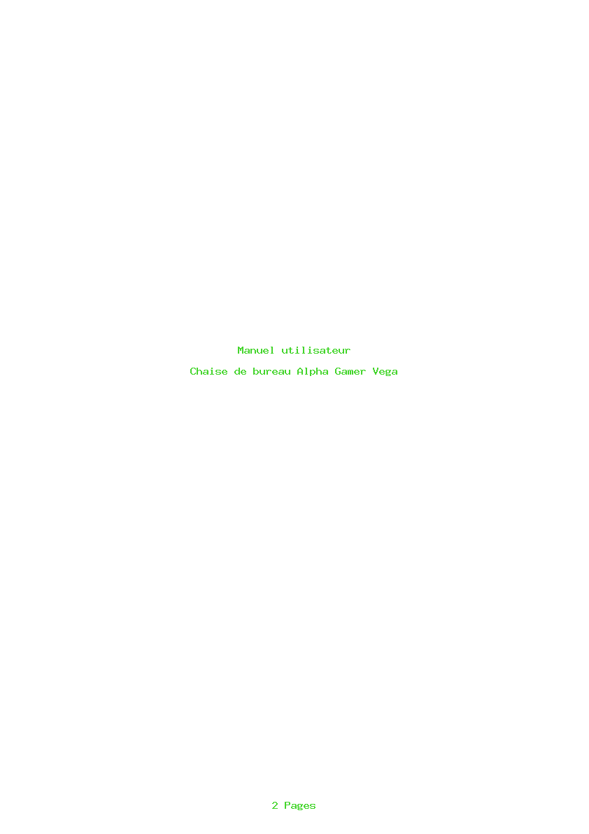 Page 1 de la notice Manuel utilisateur Alpha Gamer Vega