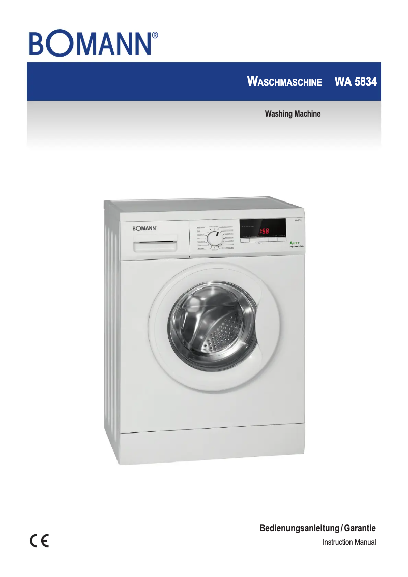Page 1 de la notice Manuel utilisateur Bomann WA 5834