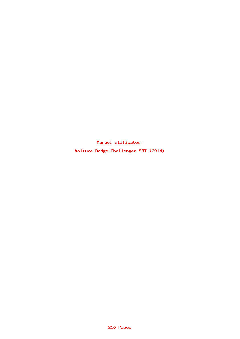Page 1 de la notice Manuel utilisateur Dodge Challenger SRT (2014)