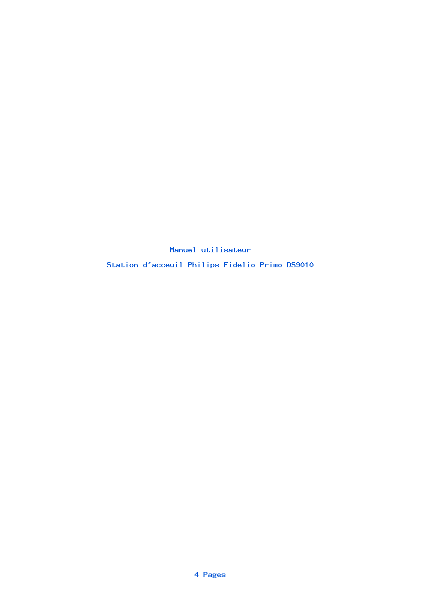 Page 1 de la notice Manuel utilisateur Philips Fidelio Primo DS9010