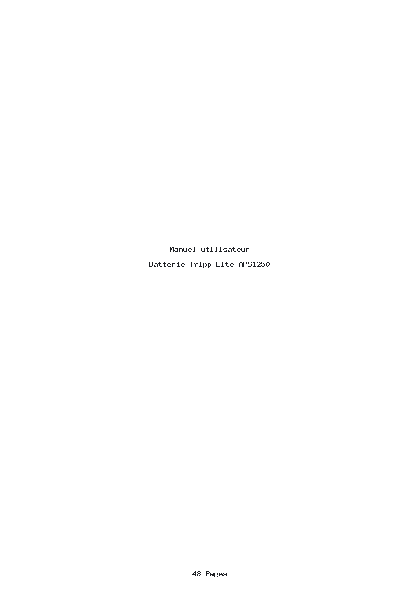 Page 1 de la notice Manuel utilisateur Tripp Lite APS1250