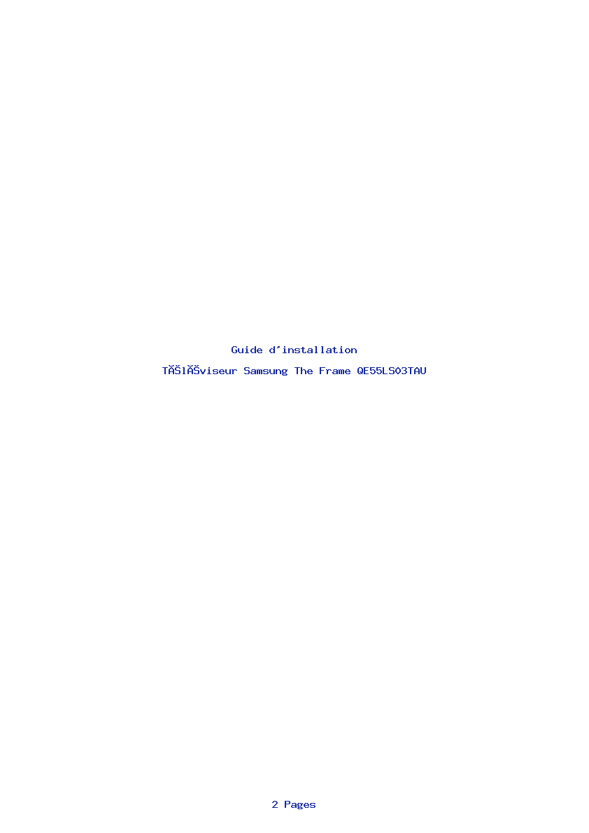 Page 1 de la notice Guide d'installation Samsung The Frame QE55LS03TAU