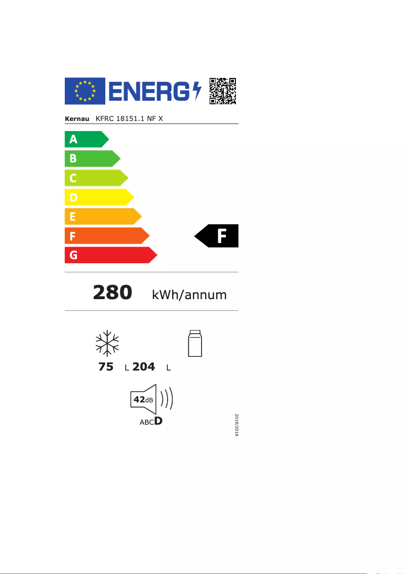 Page 1 de la notice Label énergétique Kernau KFRC 18151 NF X
