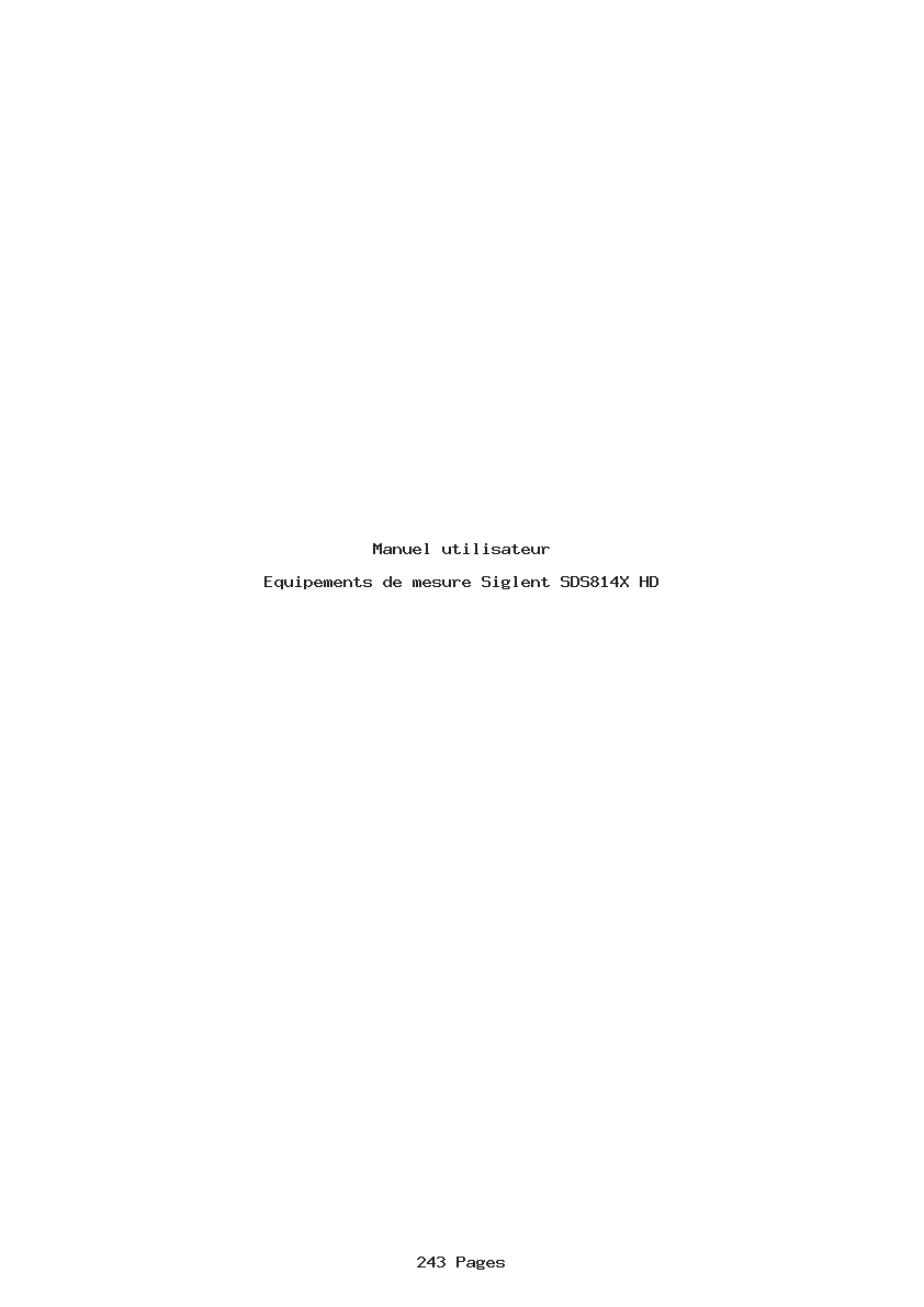 Page 1 de la notice Manuel utilisateur Siglent SDS814X HD