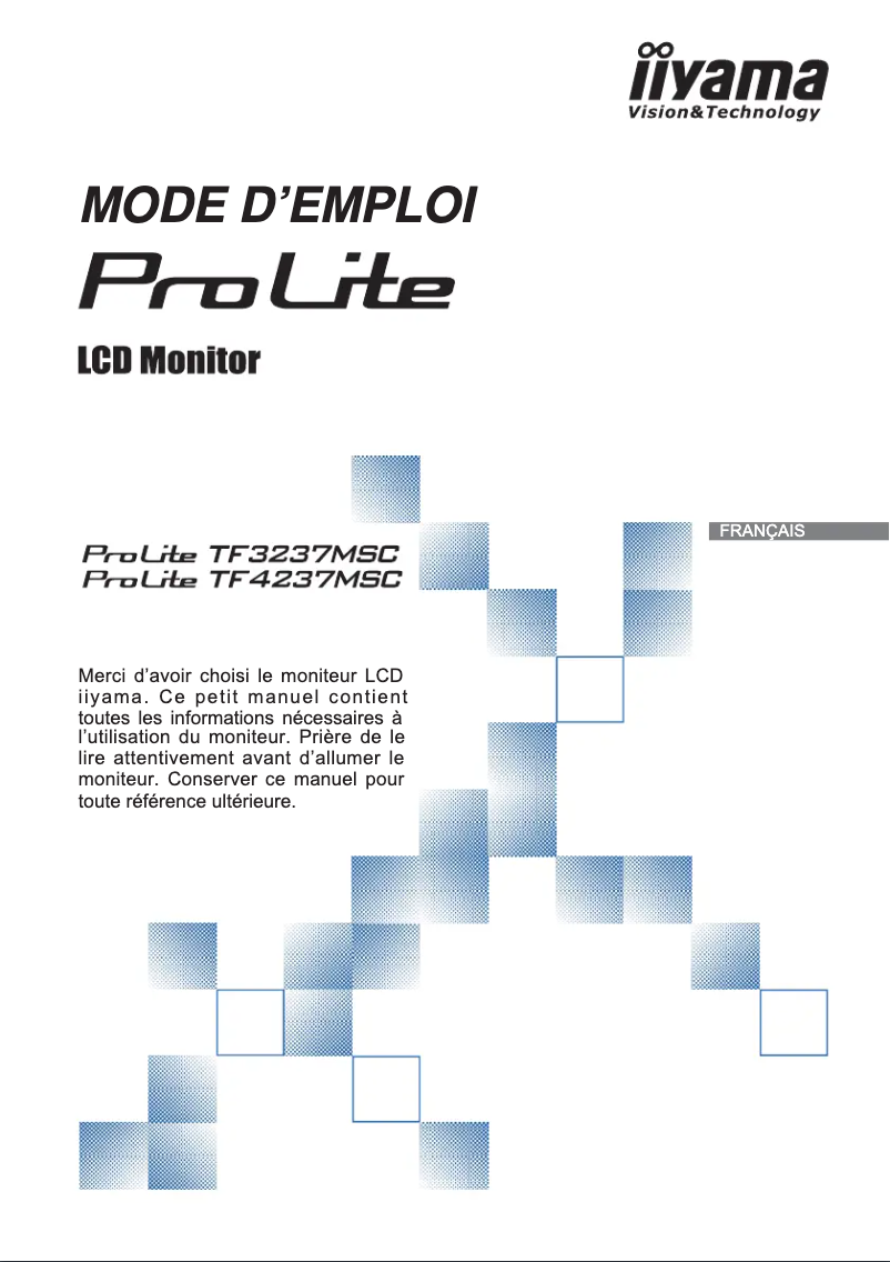Page 1 de la notice Manuel utilisateur Iiyama ProLite TF3237MSC