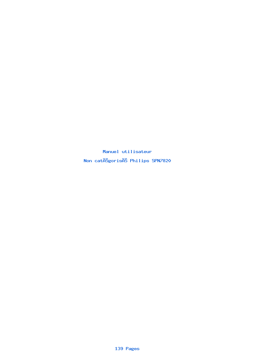 Page 1 de la notice Manuel utilisateur Philips SPN7820