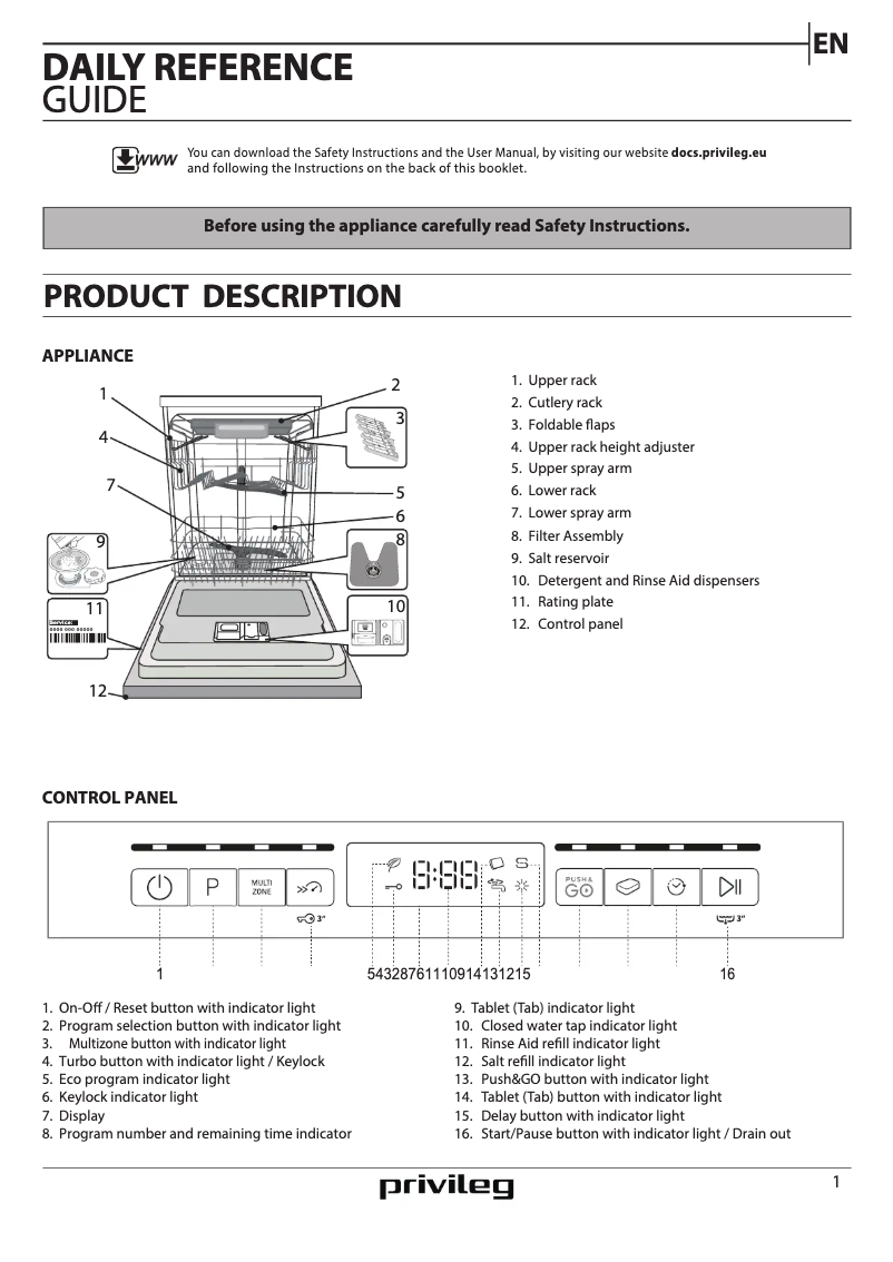 Page 1 of the manual User Manual Privileg RBO 3T131 A F X