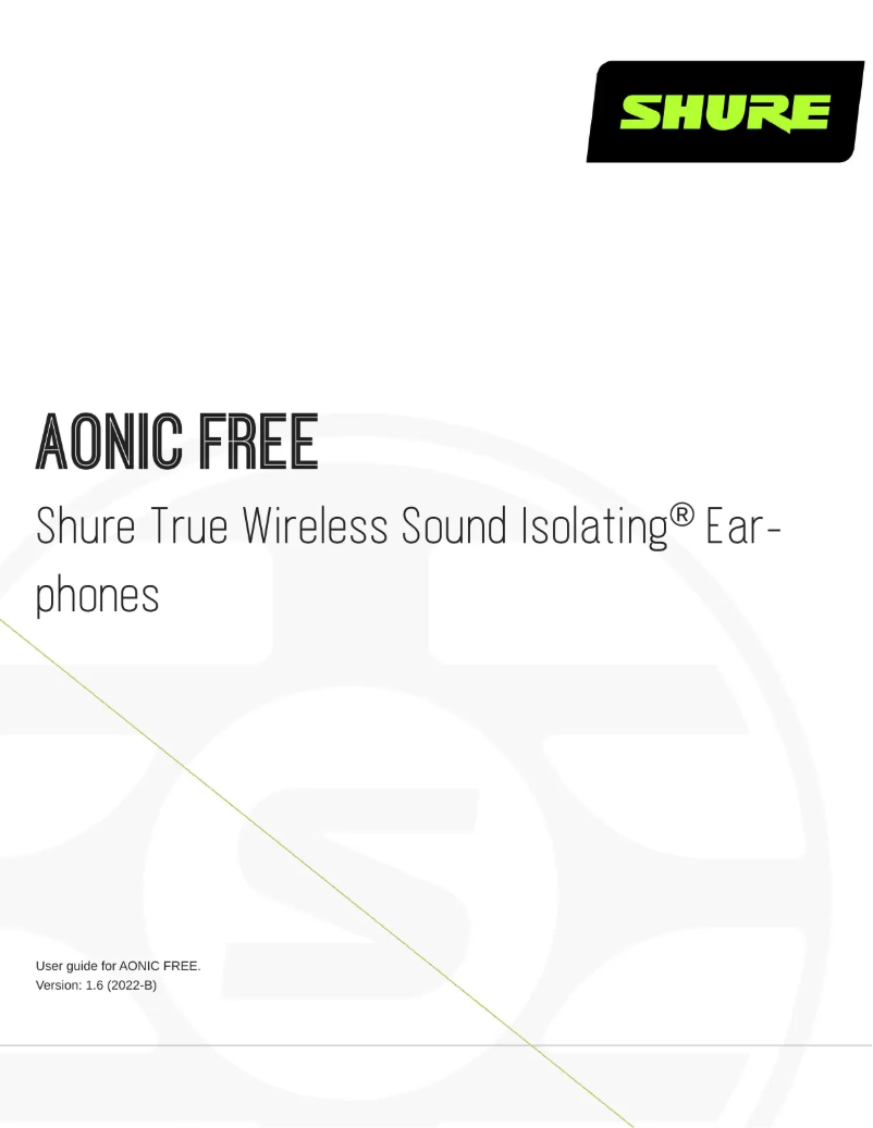 Page 1 of the manual User Manual Shure AONIC FREE