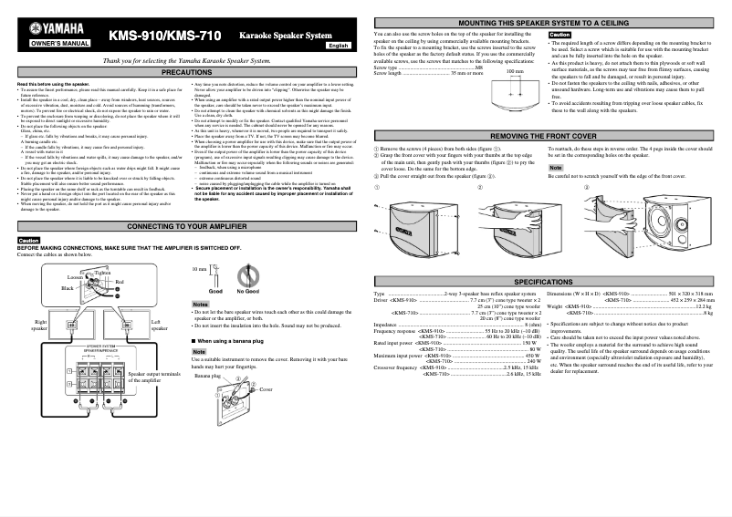 Page 1 de la notice Manuel utilisateur Yamaha KMS-910