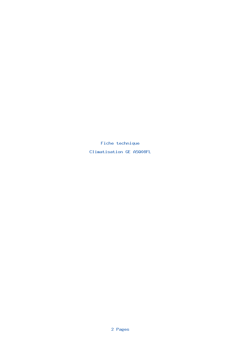 Page 1 de la notice Fiche technique GE ASQ08FL