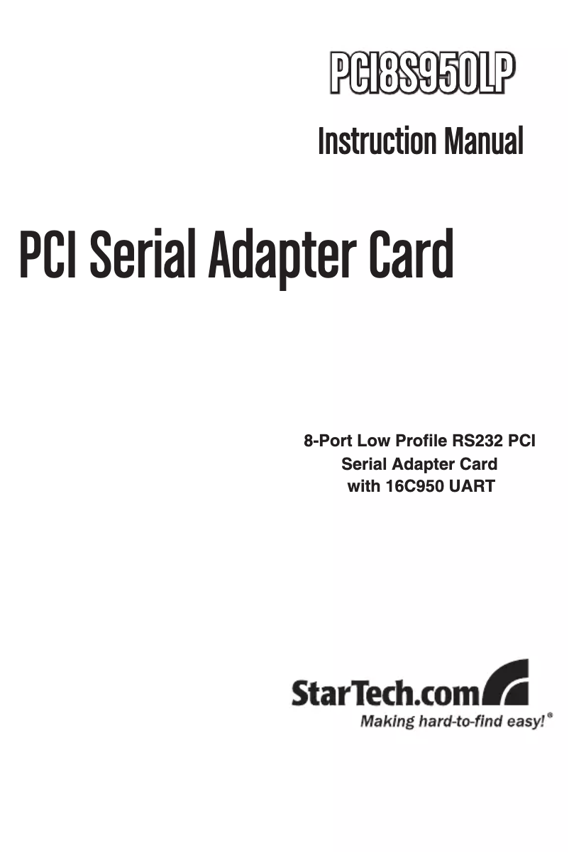Page 1 de la notice Manuel utilisateur StarTech.com 8-Port PCI Serial Card