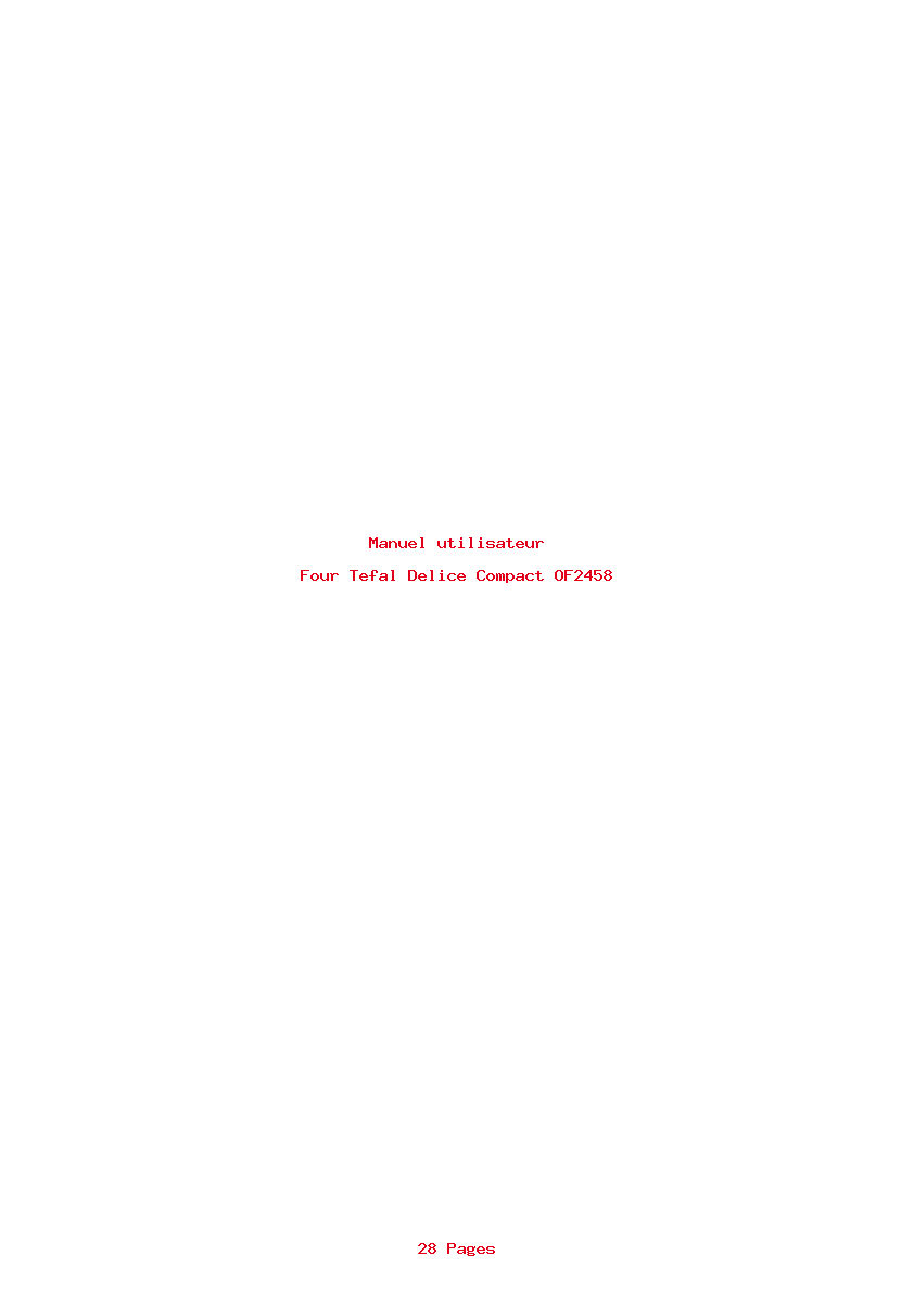 Page 1 de la notice Manuel utilisateur Tefal Delice Compact OF2458