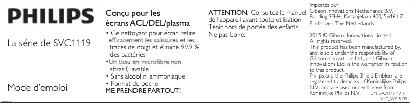 Page 1 de la notice Manuel utilisateur Philips SVC1119M