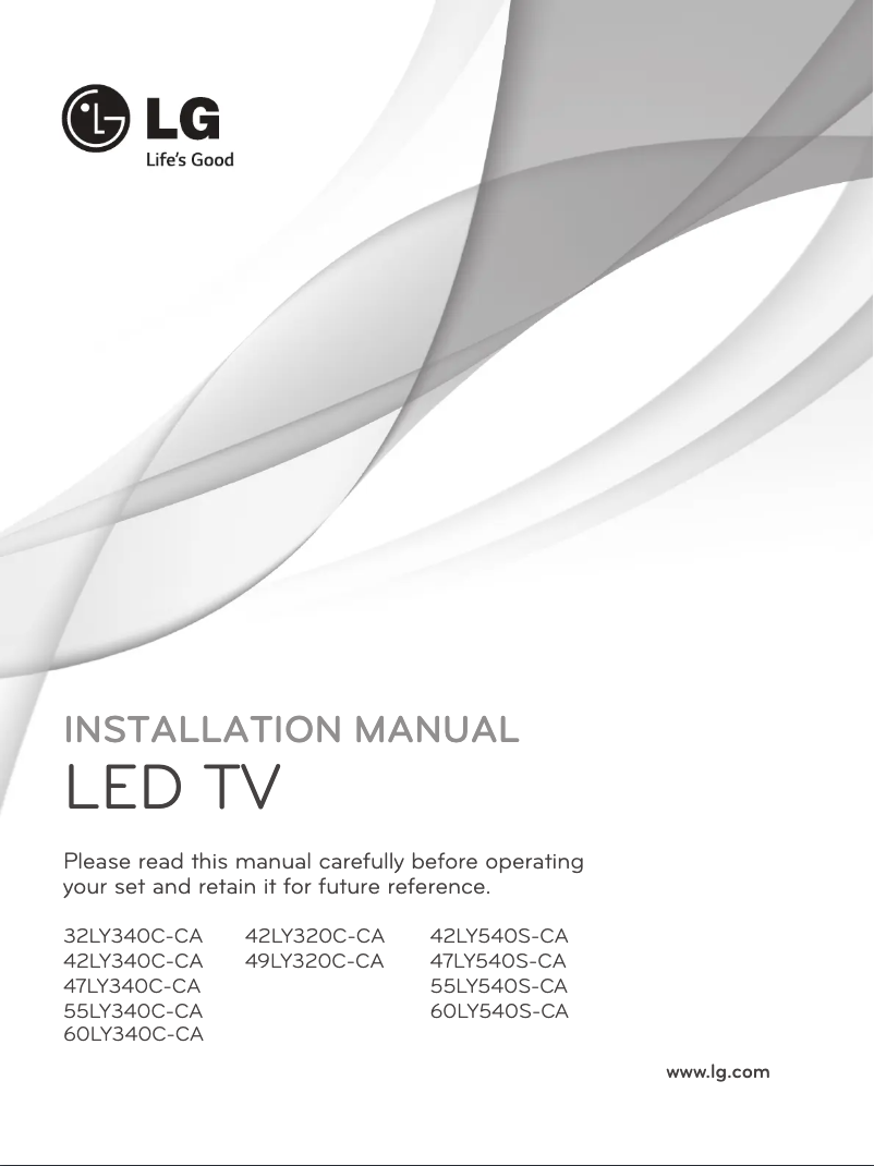 Page 1 de la notice Guide d'installation LG 47LY340C