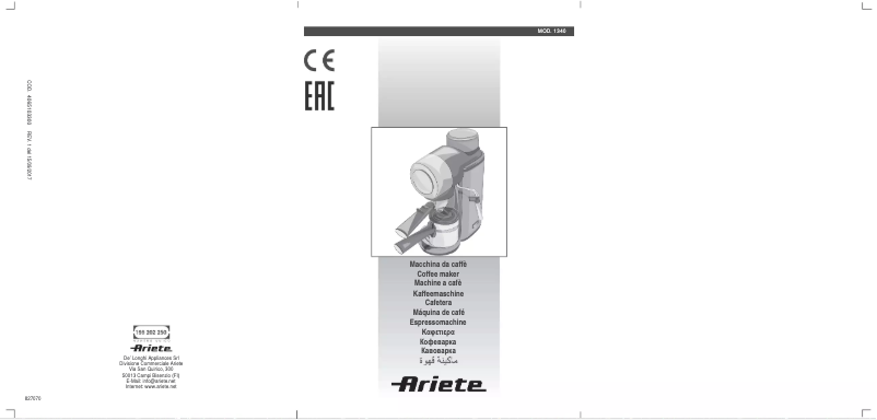 Page 1 de la notice Manuel utilisateur Ariete Mokita 1340