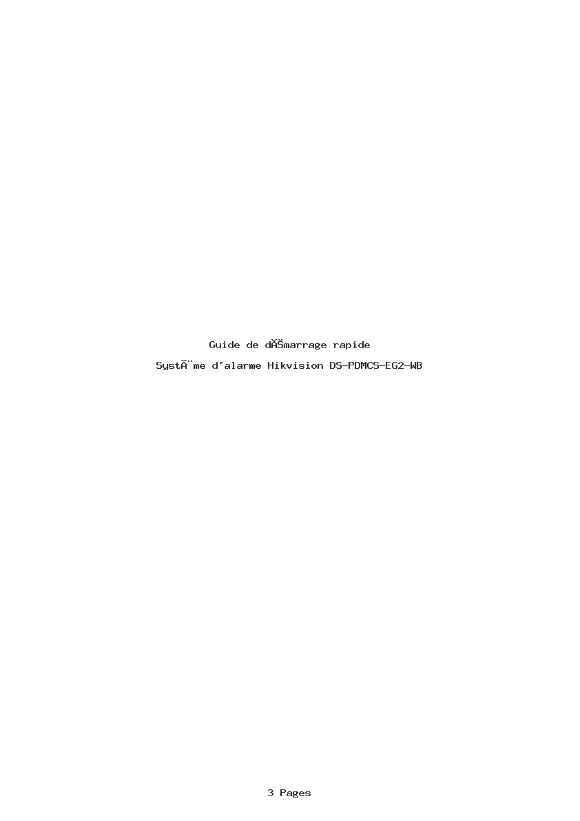 Page 1 de la notice Guide de démarrage rapide Hikvision DS-PDMCS-EG2-WB