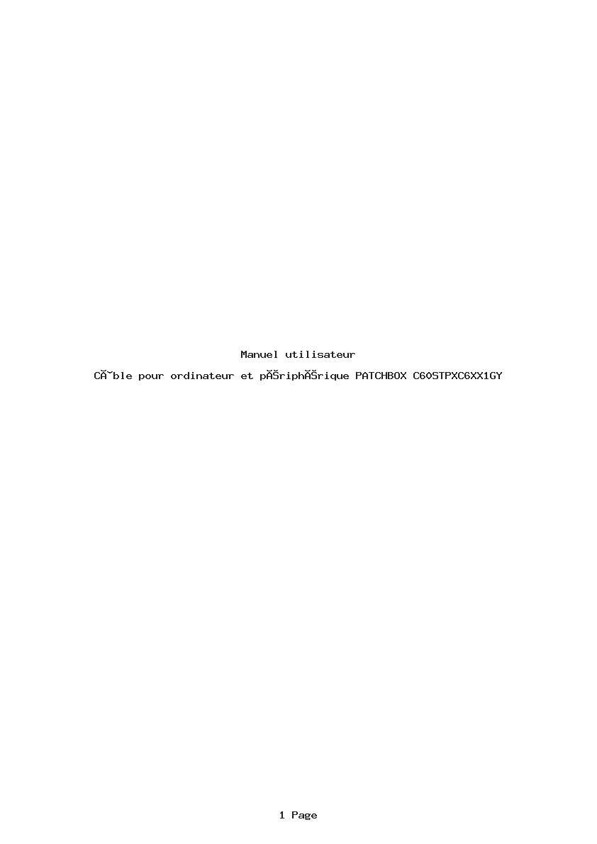 Page 1 de la notice Manuel utilisateur PATCHBOX C60STPXC6XX1GY