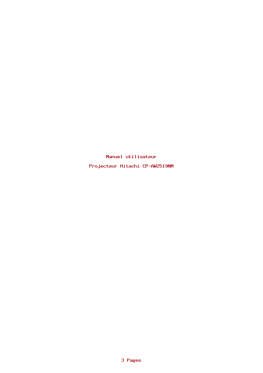 Page 1 de la notice Manuel utilisateur Hitachi CP-AW2519NM