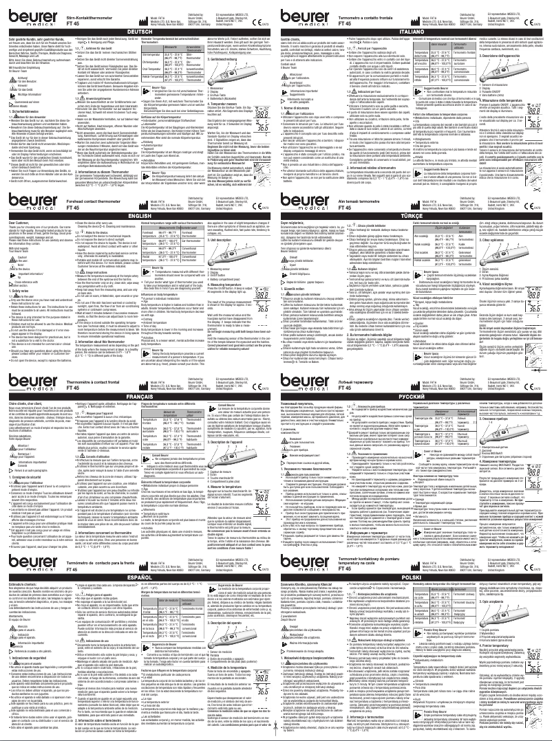 Page 1 de la notice Manuel utilisateur Beurer FT 45