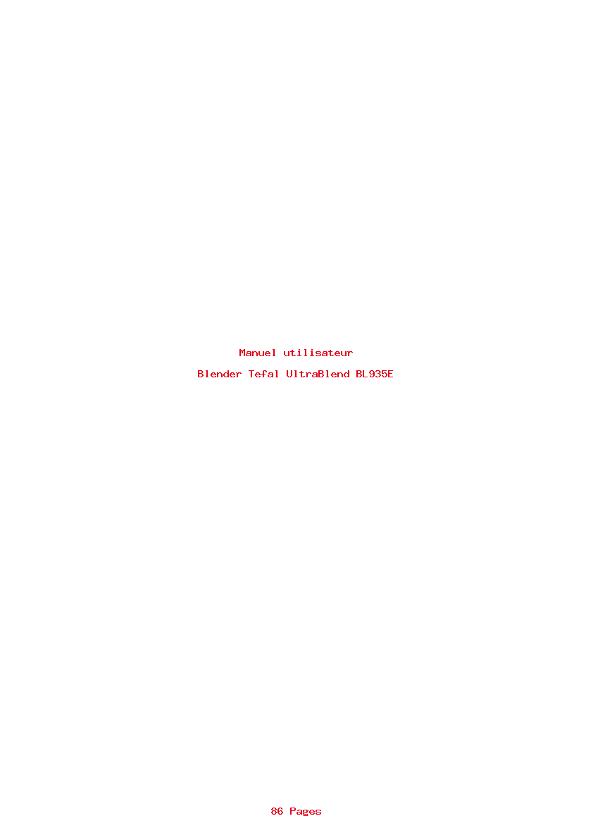 Page 1 de la notice Manuel utilisateur Tefal UltraBlend BL935E