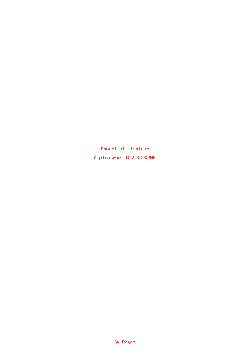 Page 1 de la notice Manuel utilisateur LG V-KC902HE