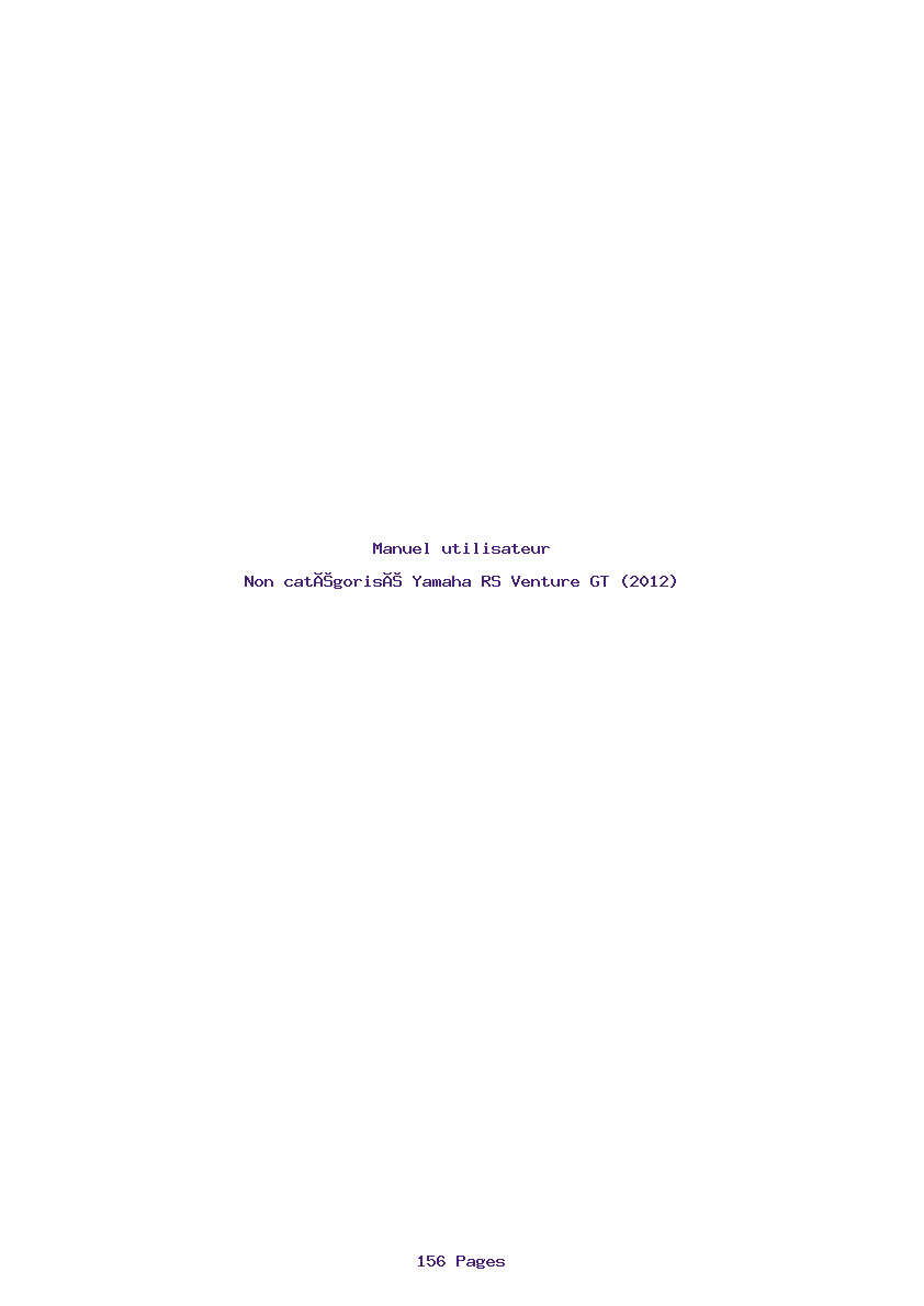Page 1 de la notice Manuel utilisateur Yamaha RS Venture GT (2012)
