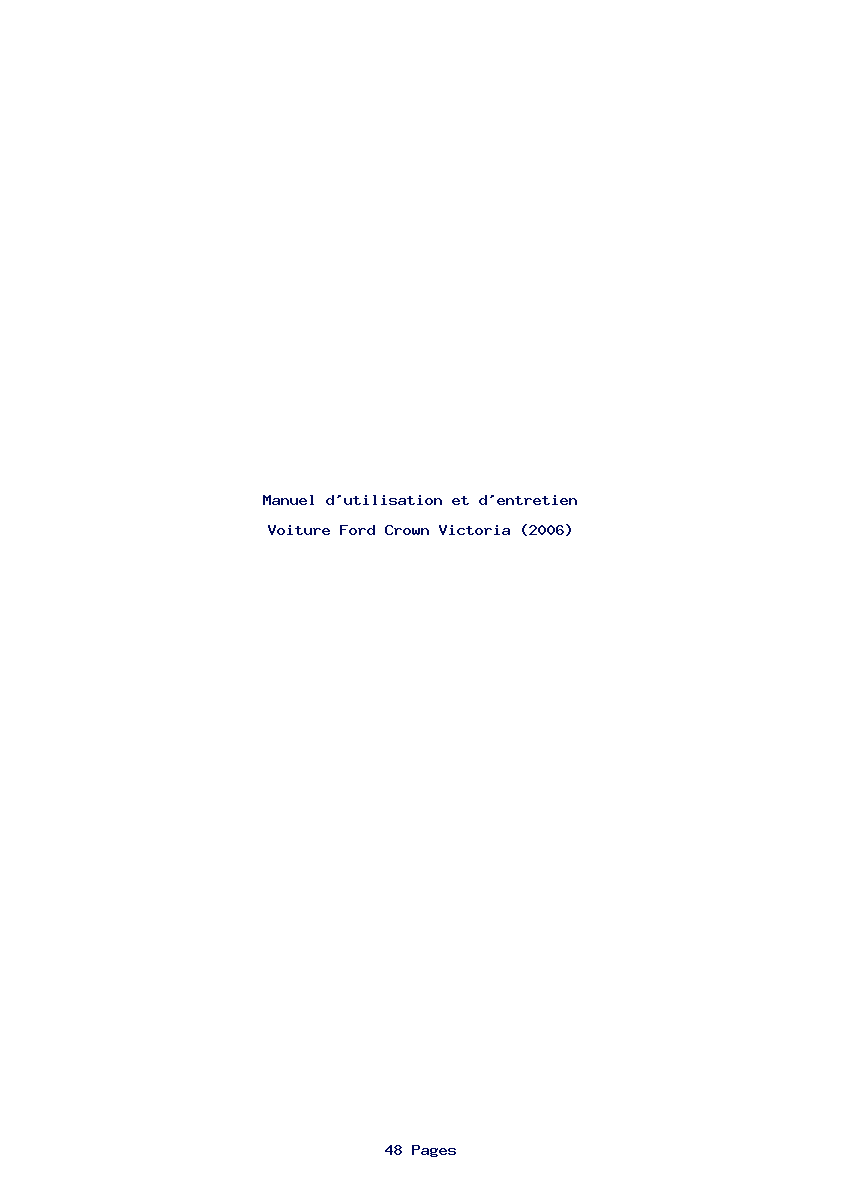 Image de la première page du manuel de l'appareil Crown Victoria (2006)