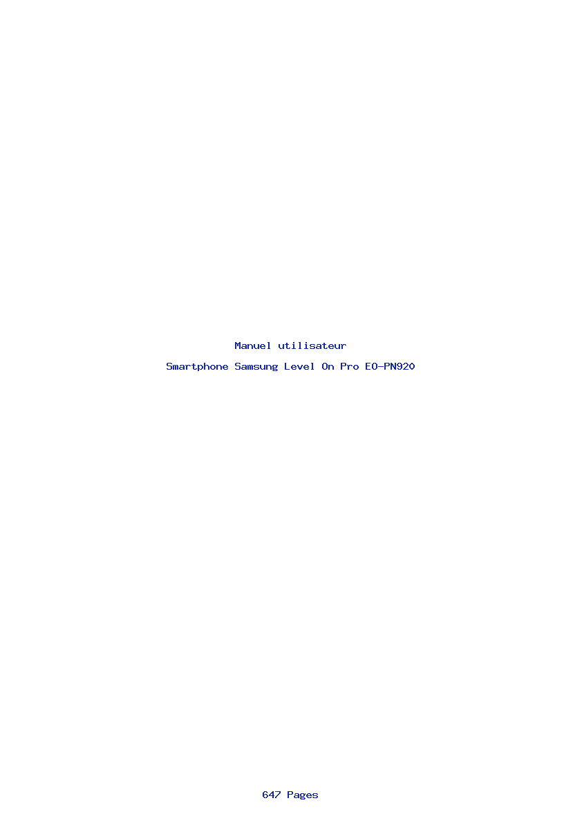 Page 1 de la notice Manuel utilisateur Samsung Level On Pro EO-PN920