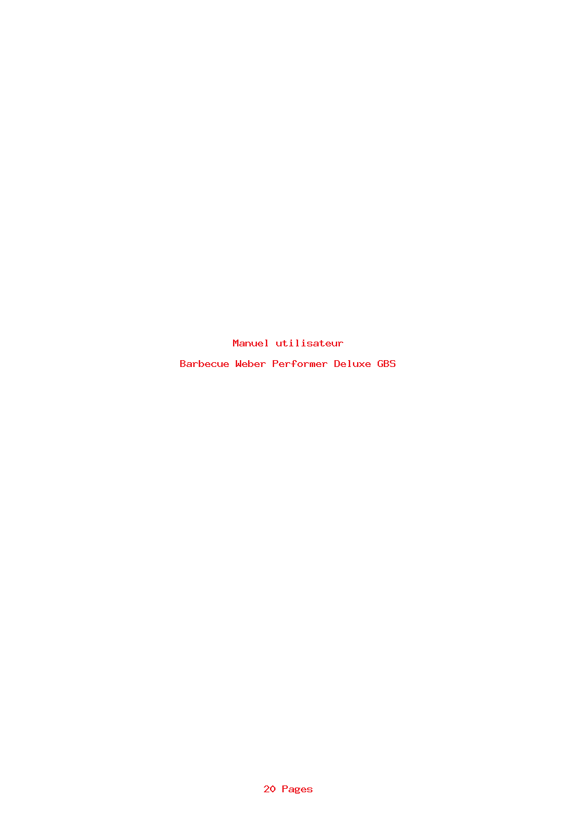 Page 1 de la notice Manuel utilisateur Weber Performer Deluxe GBS