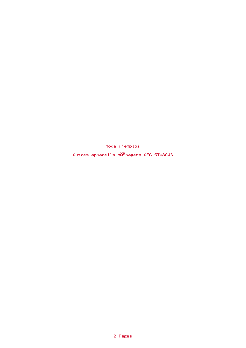 Page 1 de la notice Mode d'emploi AEG STA8GW3