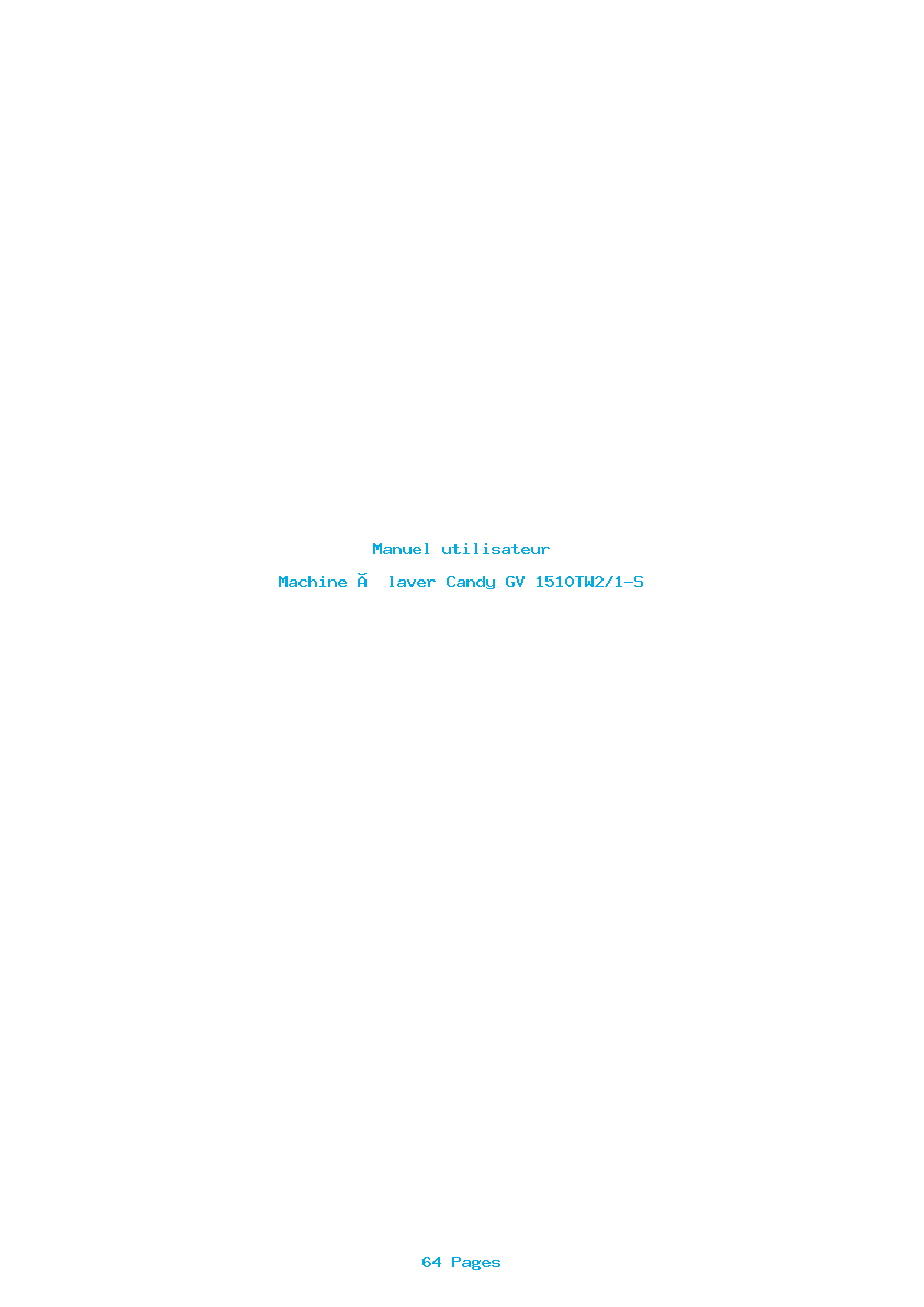 Page 1 de la notice Manuel utilisateur Candy GV 1510TW2/1-S