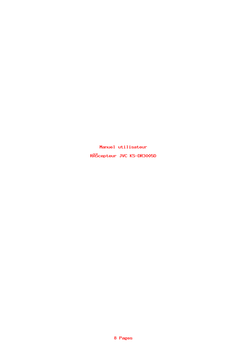 Page 1 de la notice Manuel utilisateur JVC KS-DR3005D