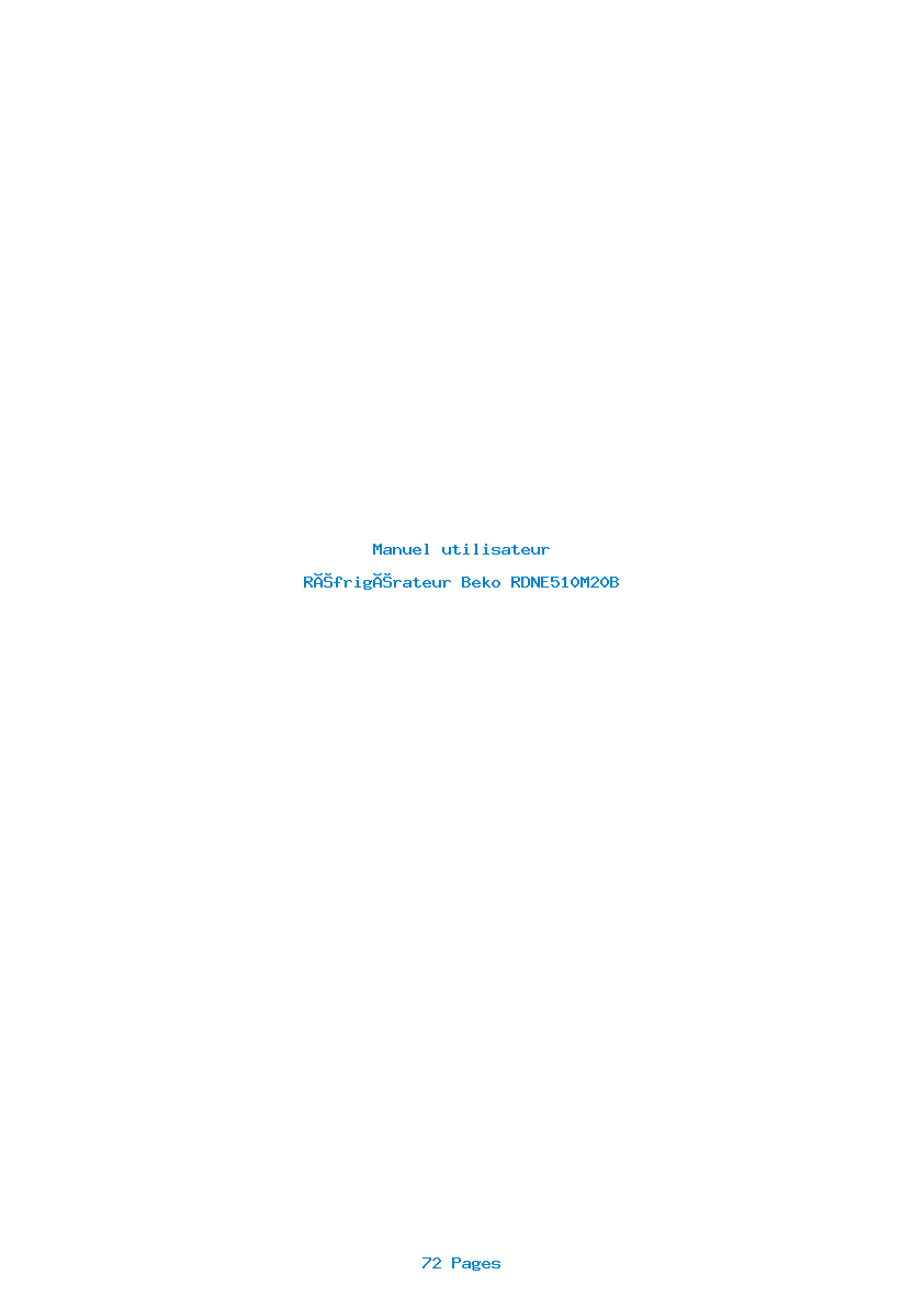 Page 1 de la notice Manuel utilisateur Beko RDNE510M20B