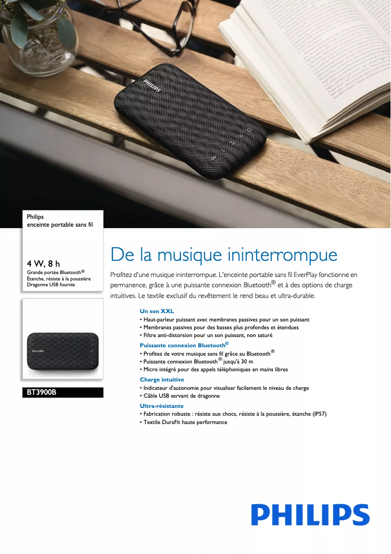 Page n°1 - Fiche technique Philips BT3900B