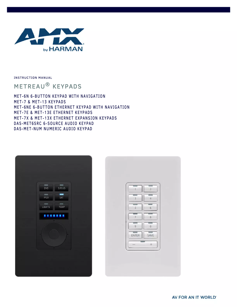Page 1 de la notice Manuel utilisateur AMX Metreau MET-13E