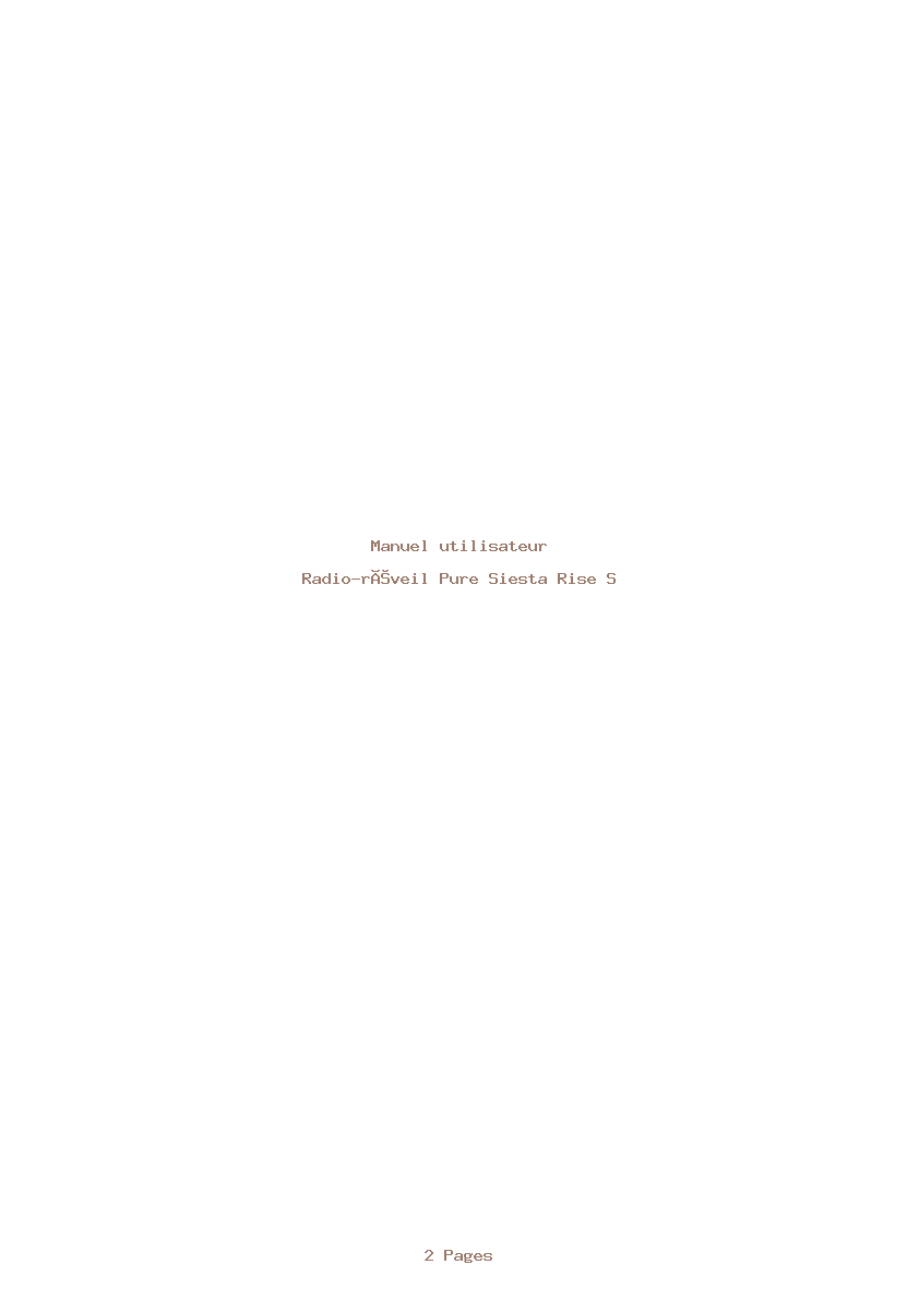 Page 1 de la notice Manuel utilisateur Pure Siesta Rise S