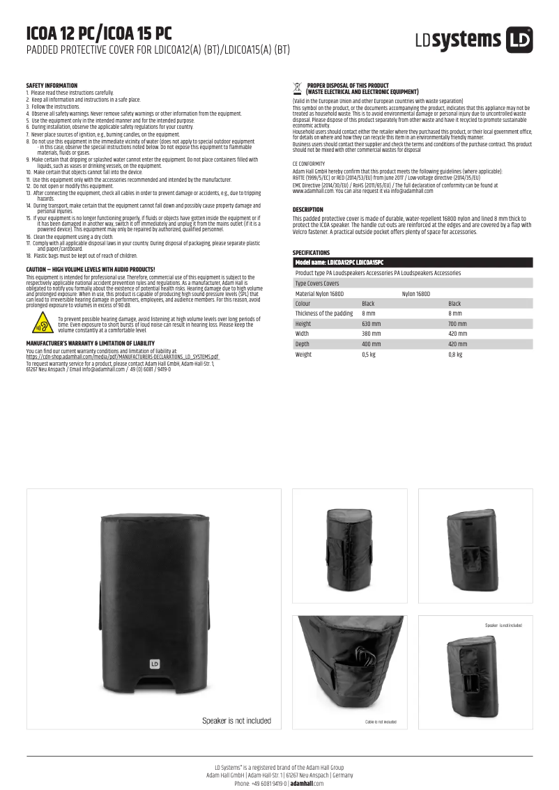 Page 1 of the manual User Manual LD Systems ICOA 15 PC