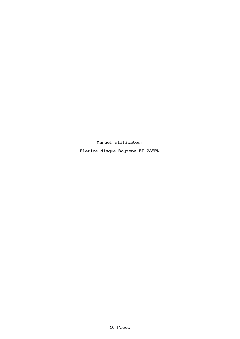Page 1 de la notice Manuel utilisateur Boytone BT-28SPW