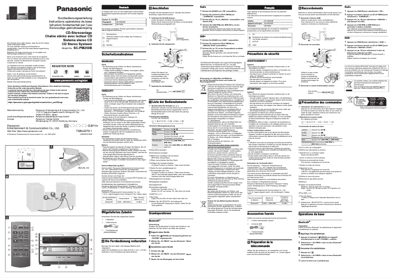 Page 1 de la notice Manuel utilisateur Panasonic SC-PM250B