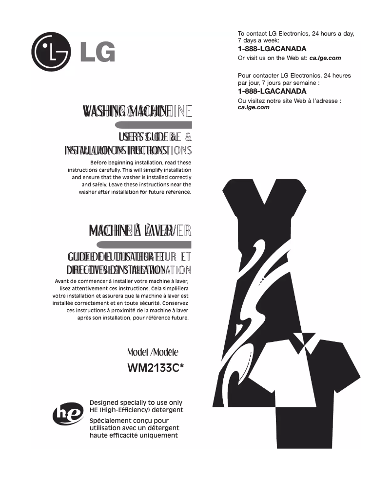 Page 1 de la notice Manuel utilisateur LG WM2233CU