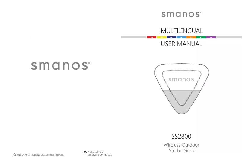 Page 1 de la notice Manuel utilisateur smanos SS2800