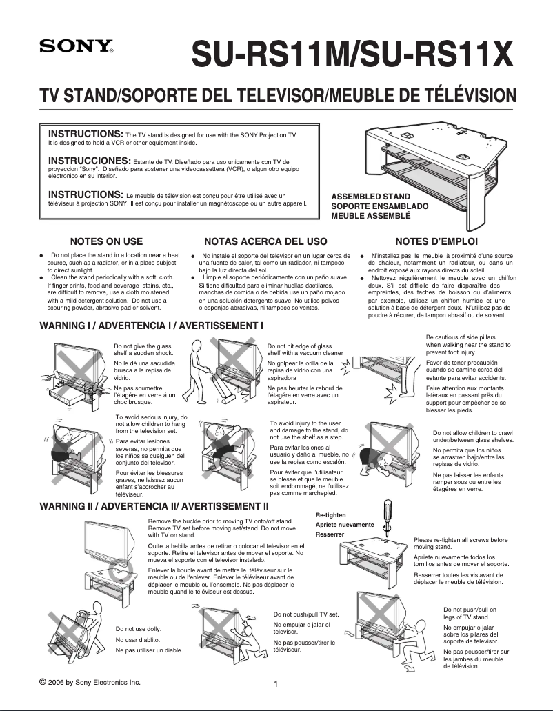 Page 1 de la notice Manuel utilisateur Sony KDS-60A2020